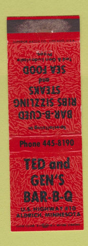 Matchbook Cover - Ted and Gen's BBQ Aldrich MN WEAR
