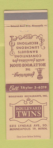 Matchbook Cover - Boulevard Twins Minneapolis MN restaurant