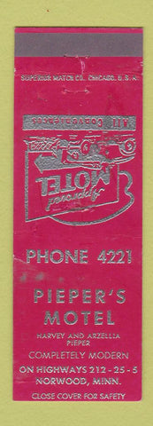 Matchbook Cover - Pieper's Motel Norwood MN WEAR low phone #