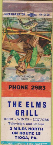 Matchbook Cover - Elms Grill Tioga PA