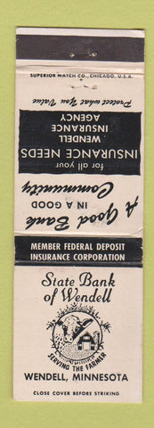 Matchbook Cover - State Bank of Wendell MN WEAR