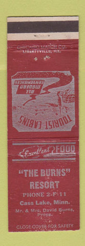 Matchbook Cover - Burns Resort Cass Lake MN