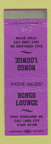 Matchbook Cover - Bongo Lounge Salt Lake City UT PURPLE