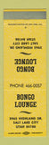 Matchbook Cover - Bongo Lounge Salt Lake City UT YELLOW WEAR
