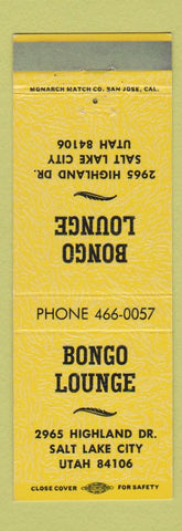Matchbook Cover - Bongo Lounge Salt Lake City UT YELLOW WEAR
