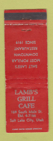 Matchbook Cover - Lamb's Grill Cafe Salt Lake City UT WORN