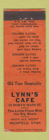 Matchbook Cover - Lynn's Cafe Richfield UT WEAR