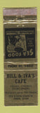 Matchbook Cover - Bill & Iva's Cafe Orem UT WORN