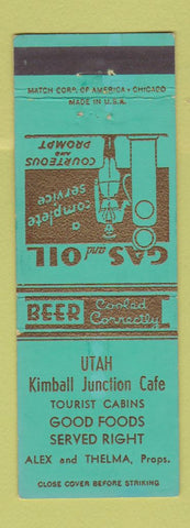 Matchbook Cover - Utah Kimball Junction Cafe oil gas UT