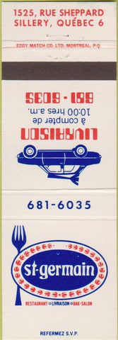 Matchbook Cover - St Germain restaurant Sillery QC