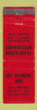Matchbook Cover - Mount Vernon Inn Sumter SC Plantation Restaurant WEAR