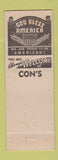 Matchbook Cover - Con's Confectionery Salt Lake City UT