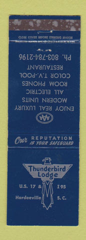 Matchbook Cover - Thunderbird Lodge Hardeeville SC WEAR