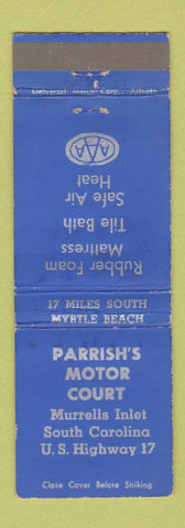 Matchbook Cover - Parrish's Motor Court Murrells Inlet SC WEAR
