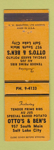 Matchbook Cover - Otto's and Ben's Restaurant Salt Lake City UT