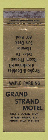 Matchbook Cover - Grand Strand Motel Myrtle Beach SC WORN