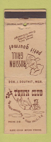 Matchbook Cover - The Town Club Russian Grill Sioux Falls SD WORN