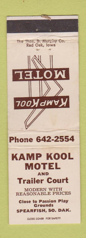 Matchbook Cover - Kamp Kool Motel Spearfish SD WEAR