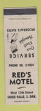Matchbook Cover - Red's Motel Sioux Falls SD