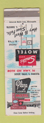Matchbook Cover - Smith's Motel Plaza Court Sioux Falls SD WEAR