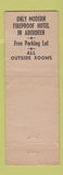 Matchbook Cover - Alonzo Ward Hotel Aberdeen SD WORN