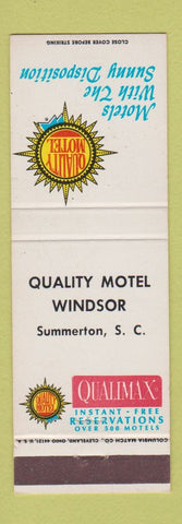Matchbook Cover - Quality Motel Summerton SC