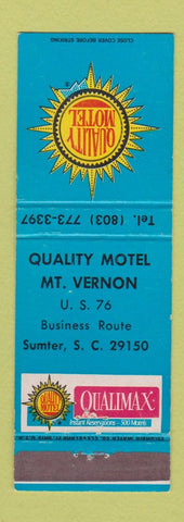 Matchbook Cover - Quality Motel Sumter SC