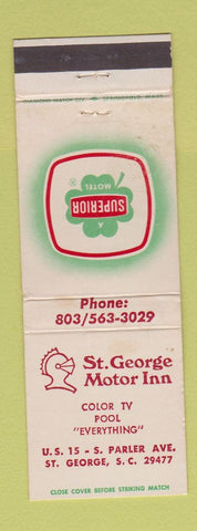Matchbook Cover - Superior Motel St George Motor Inn SC WEAR
