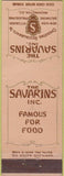 Matchbook Cover - Savarins Restaurant Washington DC Philadelphia Pittsburgh