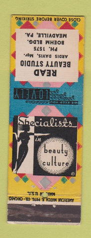 Matchbook Cover - Read Beauty Studio Meadville PA girlie low phone #