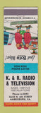 Matchbook Cover - K&R Radio & TV Harrisburg PA