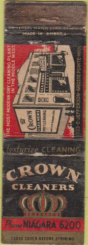 Matchbook Cover - Crown Cleaners Grosse Pointe MI WORN