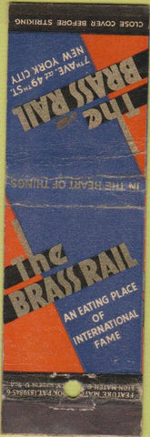 Matchbook Cover - The Brass Rail New York City Feature WEAR