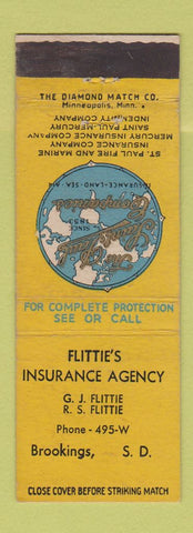 Matchbook Cover - Flittie's Insurance Agency Brookings SD