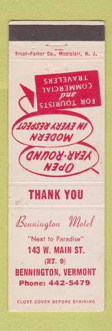 Matchbook Cover - Bennington Motel VT