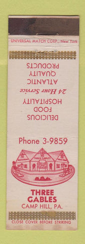 Matchbook Cover - Three Gables Camp Hill PA restaurant WEAR