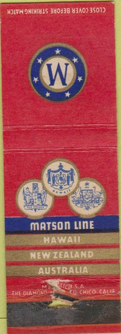 Matchbook Cover - Matson Shipping Lines Hawaii New Zealand Australia