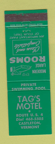 Matchbook Cover - Tag's Motel Castleton VT