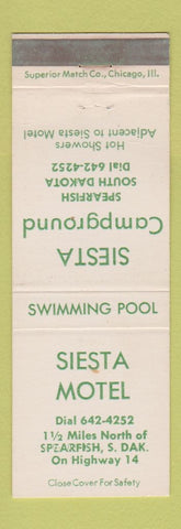 Matchbook Cover - Siesta Motel Spearfish SD camping