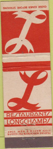 Matchbook Cover - Longchamps Restaurant feature  New York City
