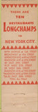 Matchbook Cover - Longchamps Restaurant feature  New York City