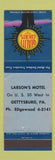 Matchbook Cover - Quality Courts Larson's Motel Gettysburg PA