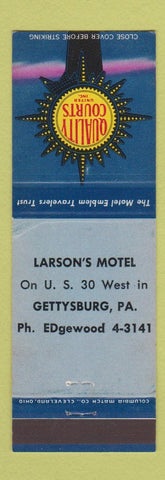 Matchbook Cover - Quality Courts Larson's Motel Gettysburg PA