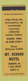 Matchbook Cover - Mount Vernon Motel Manheim PA