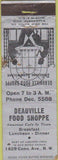 Matchbook Cover - Deauville Food Shop Washington DC POOR