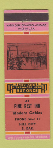 Matchbook Cover - Pine Rest Inn Hill City SD