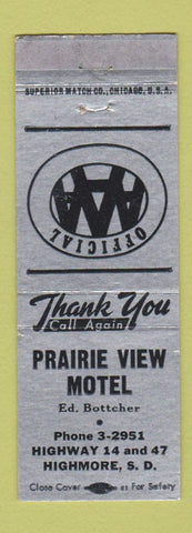 Matchbook Cover - Prairie View Motel Highmore SD WEAR