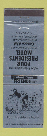 Matchbook Cover - Four Presidents Motel Keystone SD Conoco oil gas WEAR