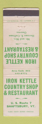 Matchbook Cover - Iron Kettle Country Shop Restaurant Shaftsbury VT