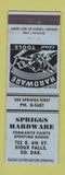 Matchbook Cover - Spriggs Hardware Sioux Falls SD sporting goods Formanite Paint